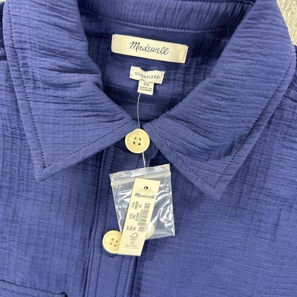 Madewell Shirt Jacket Womens XS Small Blue Super Oversized Passport‎ Shacket NEW - Picture 4 of 7